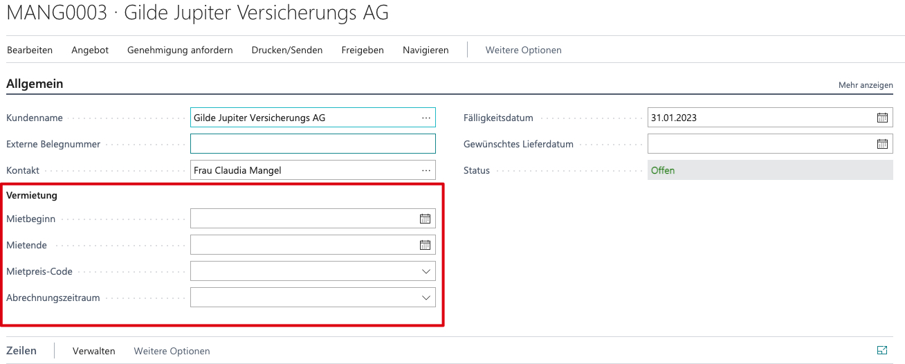 Mietangebot Kopf