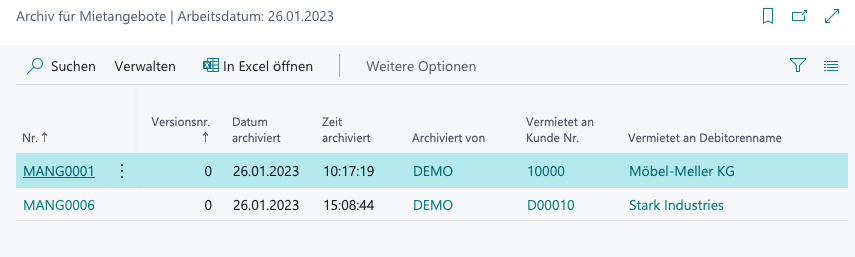 Mietangebot Archiv