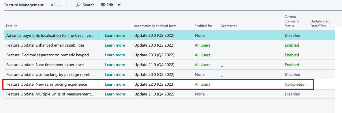 view feature management