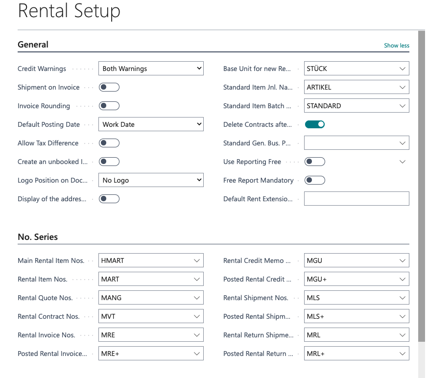 Setup BusinessRental